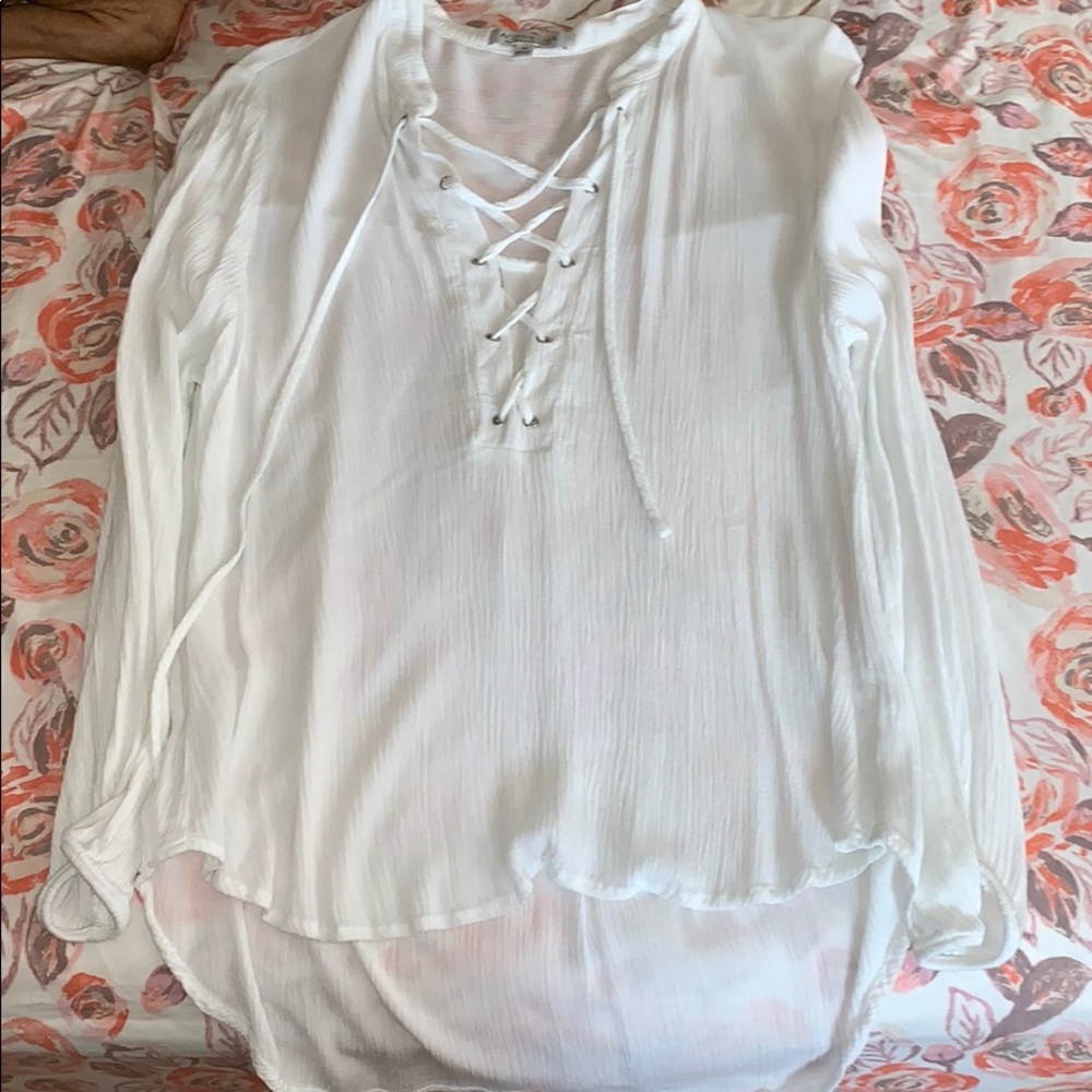 Lace up long sleeve shirt